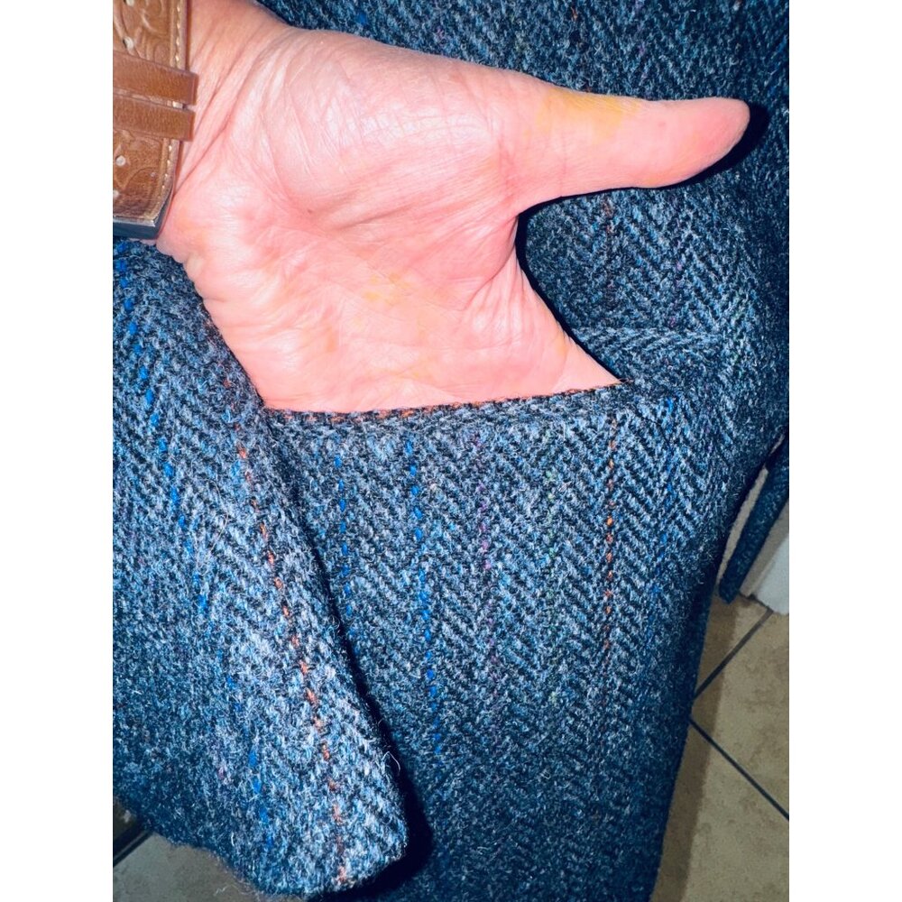 Vintage Ricksons British Wool Herringbone Blazer Jacket 44R Preppy Academic Mone - Picture 11 of 15